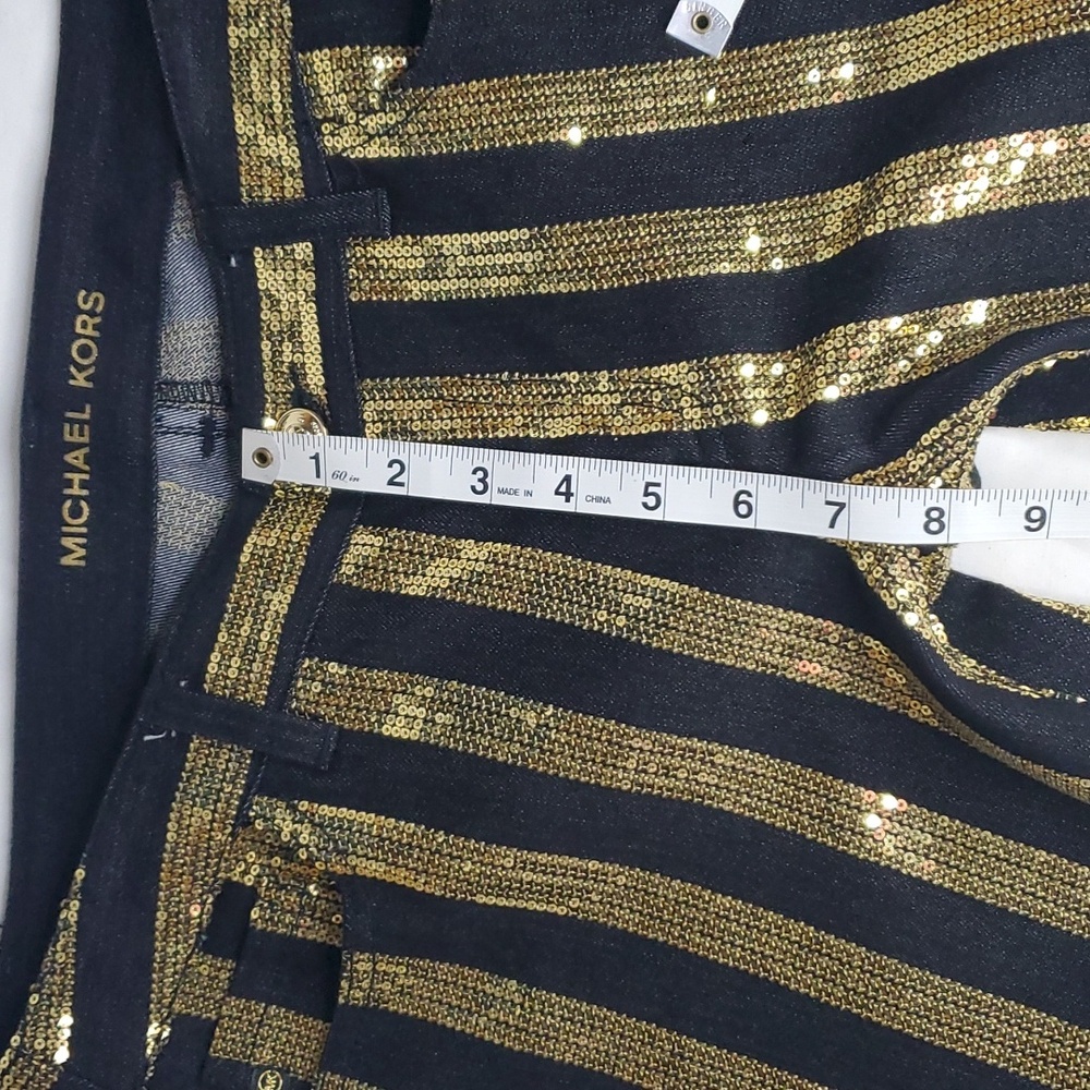 NWT MICHAEL KORS-size 4- striped gold sequins pants - Picture 7 of 9